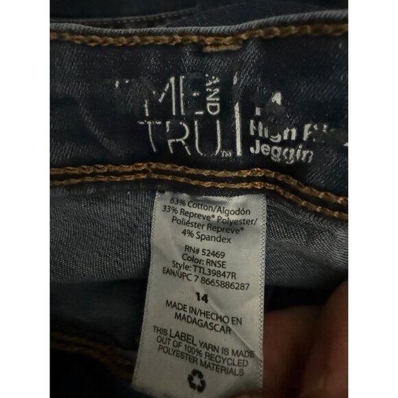 Time and Tru High Rise Jeggings Womens Size 14 Blue Casual Everyday Denim - Picture 3 of 4
